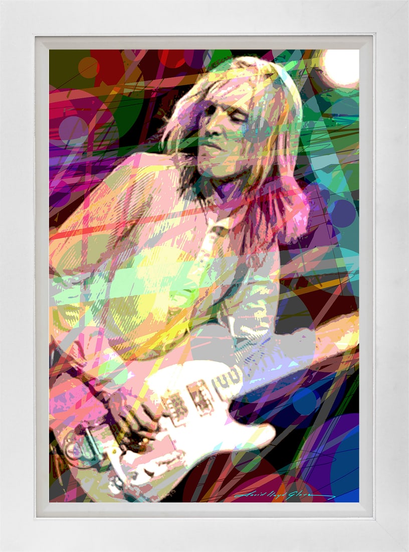 David Lloyd Glover (American 1949) Tom Petty Mixed media Original Painting on canvas by David Lloyd: Tom Petty Mixed media on canvas by David Lloyd Glover Hand signed by the artist. On canvas. Approx image size 18 x24 inches. Custom framed and includes certificate. This work was purchased directly fr