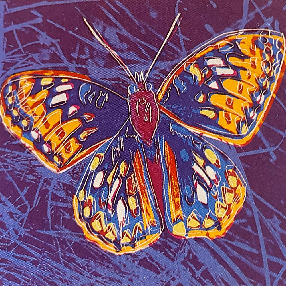 Andy Warhol (American 1928-1987) Serigraph Screen print San Francisco Silver spot Butterfly from: Andy Warhol (American 1928-1987) Andy Warhol Serigraph San Francisco Silver spot (Butterfly) Screen print and Colophon. 1983. Approx 38 x 38 inches. Includes Certificate of Authenticity. This unsigned
