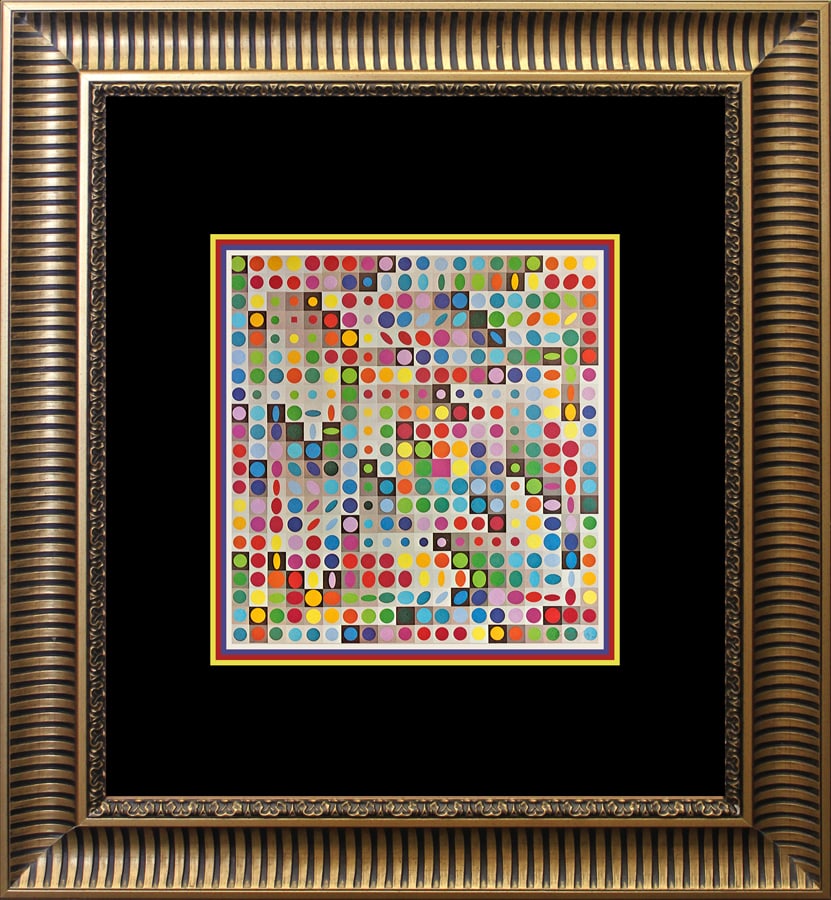 Victor Vasarely Color Plate Lithograph from 1967: Victor Vasarely Color Plate Lithograph from 1967. Custom framed. Includes certificate of authenticity. Approx size 20x24 inches. Art Artwork Artist.
