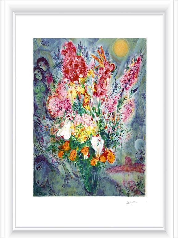 Marc Chagall (Russian-French 1887-1985) Marc Chagall Limited Edition Lithograph: Marc Chagall (Russian-French 1887-1985) Marc Chagall Limited Edition on Arches paper. Numbered edition and signed in the plate. Approx 30x22 inches custom framed. Includes certificate of authenticity.