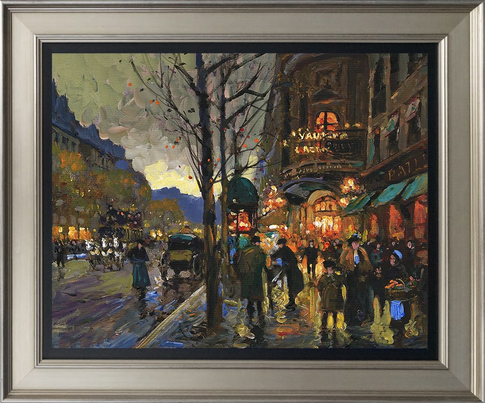 Michael Schofield (American 1947) Hand Embellished Painting canvas Paris: Michael Schofield (American 1947) Hand Embellished Painting oil and ink on canvas. Approx. 18 x 24 image. Custom framed and hand signed by the artist. Includes certificate. This work was purchased dir