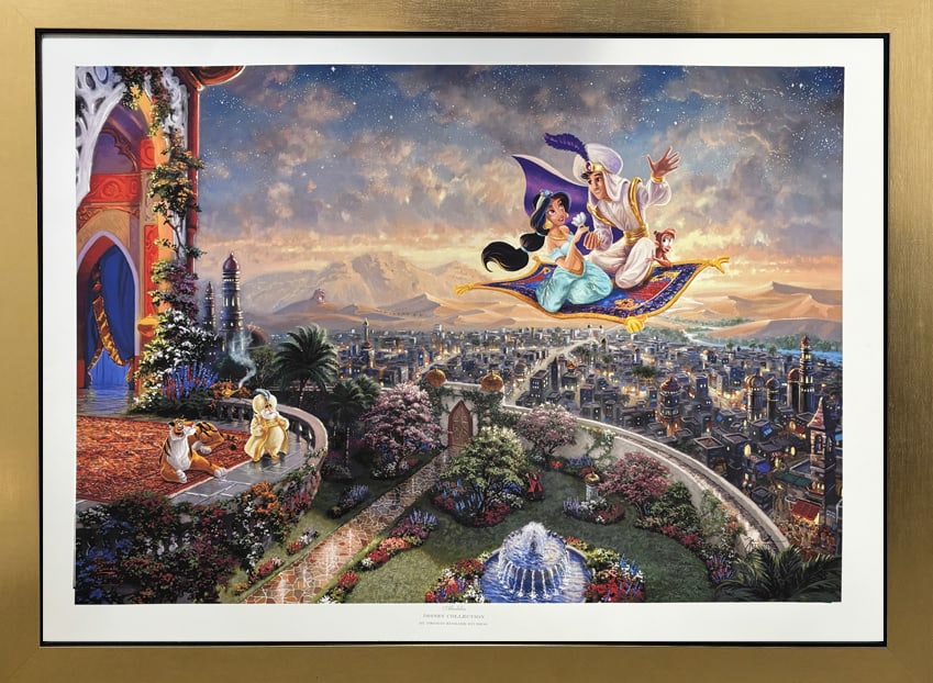 Thomas Kinkade (American 1958-2012) Aladdin by Thomas Kinkade Limited First Edition Original: Thomas Kinkade (American 1958-2012) Aladdin by Thomas Kinkade (American 1958-2012) Limited First Edition Original LithographLimited First Edition Lithograph by Thomas Kinkade. Aladdin. From the Disney