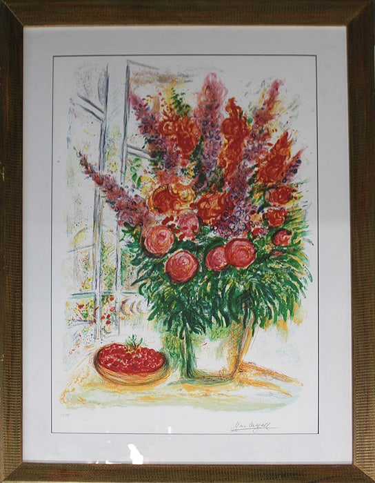 Marc Chagall (Russian-French 1887-1985) Marc Chagall Limited Edition Lithograph Bowl of Cherries (1 of 1)