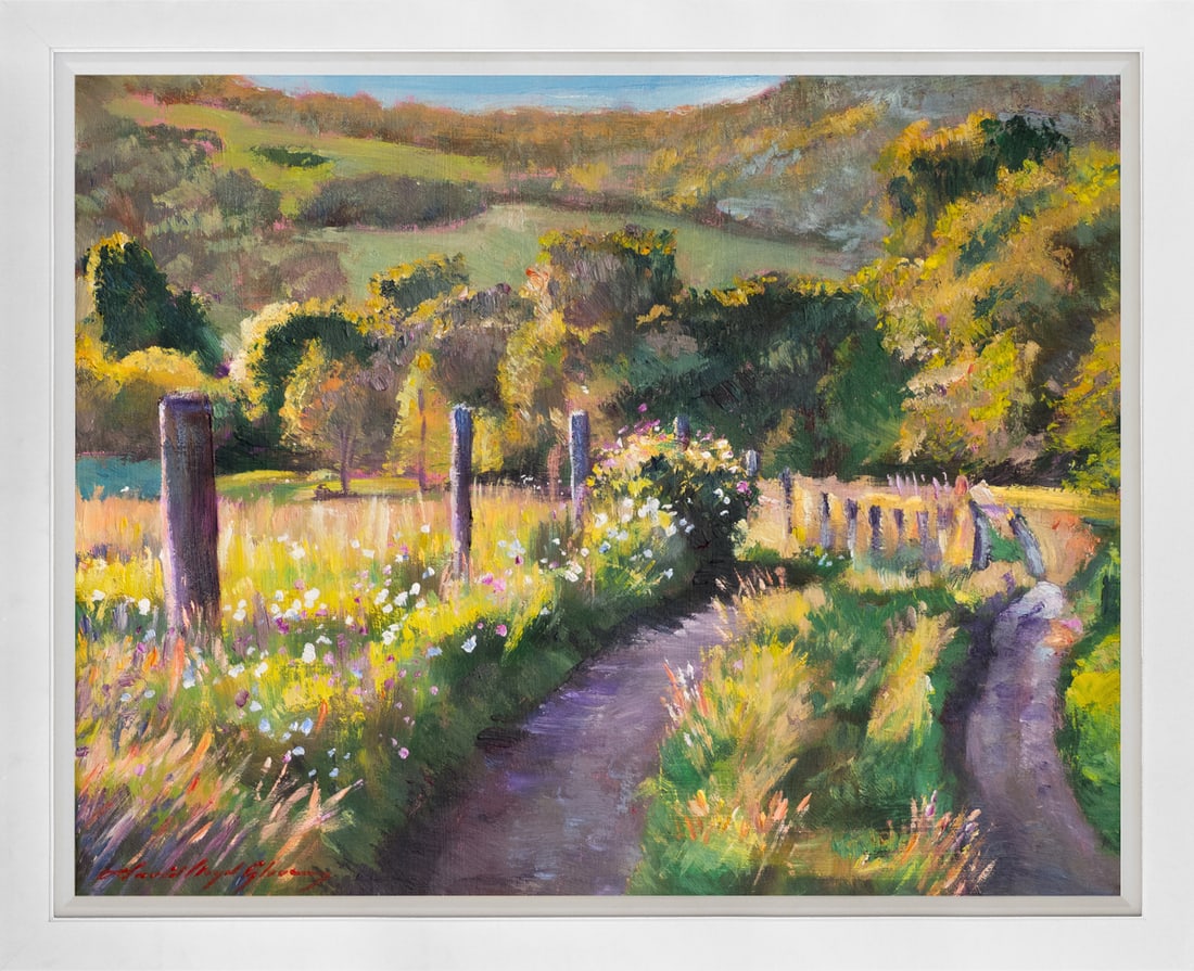 David Lloyd Glover (American 1949) Hedgerows of the English Countryside Original Mixed Media: Hedgerows of the English Countryside Original Mixed Media Painting on canvas David Lloyd Glover On canvas. Approx image size 24 x 18 inches. Custom framed and includes certificate. This work was purch