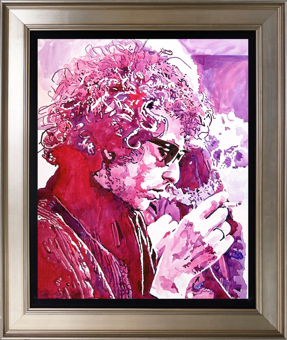 David Lloyd Glover (American 1949) Bob Dylan Mixed media original by David Lloyd Glover: Bob Dylan Mixed media original by David Lloyd Glover. Hand signed by the artist. On canvas. Approx 18x24 inches image size Custom framed and includes certificate. This work was purchased directly from