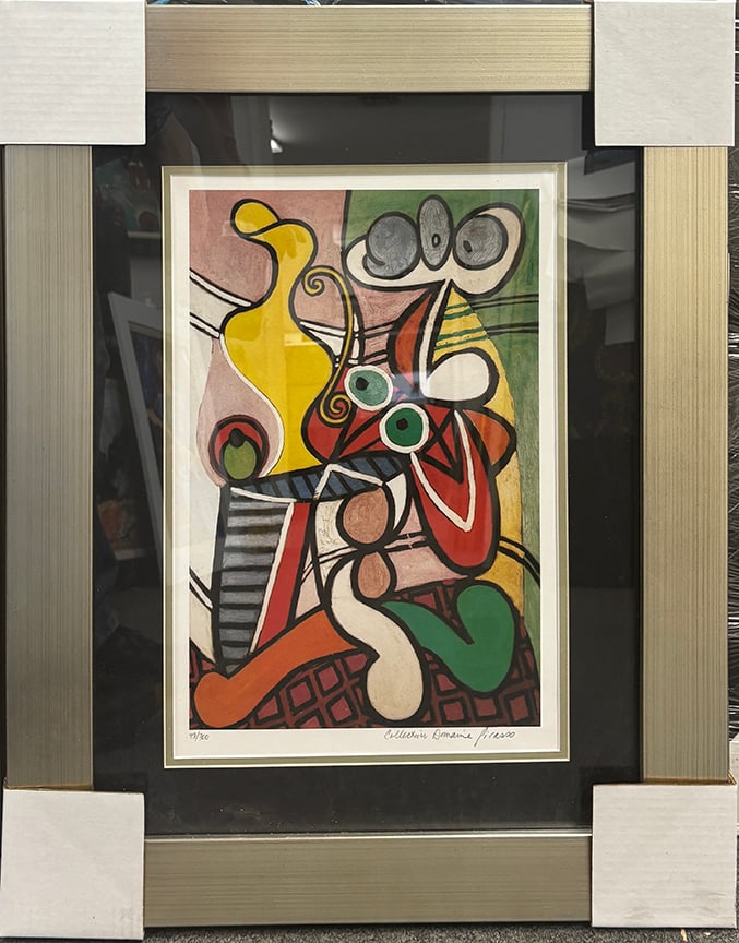 Pablo Picasso (Spanish 1881-1973) Still Life Limited Edition on paper Collection Domaine Picasso: Pablo Picasso (Spanish 1881-1973) Still Life Limited Edition on paper Collection Domaine Picasso Pablo Picasso Custom Framed Limited Edition Approx 24x30 inches. The signature is in the plate. Include