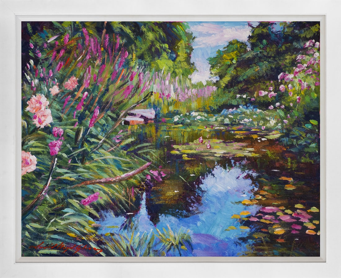 David Lloyd Glover (American 1949) Reflections in a spring pond Original Mixed Media Painting on (1 of 1)