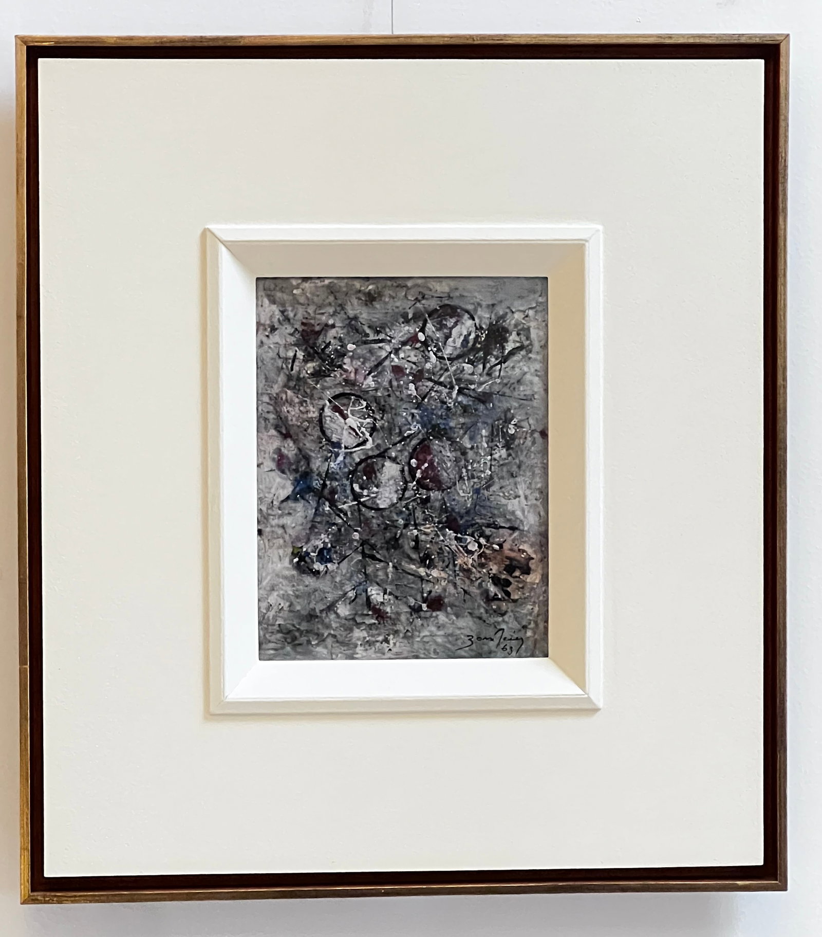 Antonio Bandeira Untittled 1963 Oil on wood Signed and dated on lower right 7 1/2 X 5 3/4: Antonio Bandeira Untittled1963 Oil on wood Signed and dated on lower right 7 1/2 X 5 3/4 inches Framed dimensions 16 1/2 X 15 inches in very good conditionProvenance : Cabral de Melo Neto collection, 