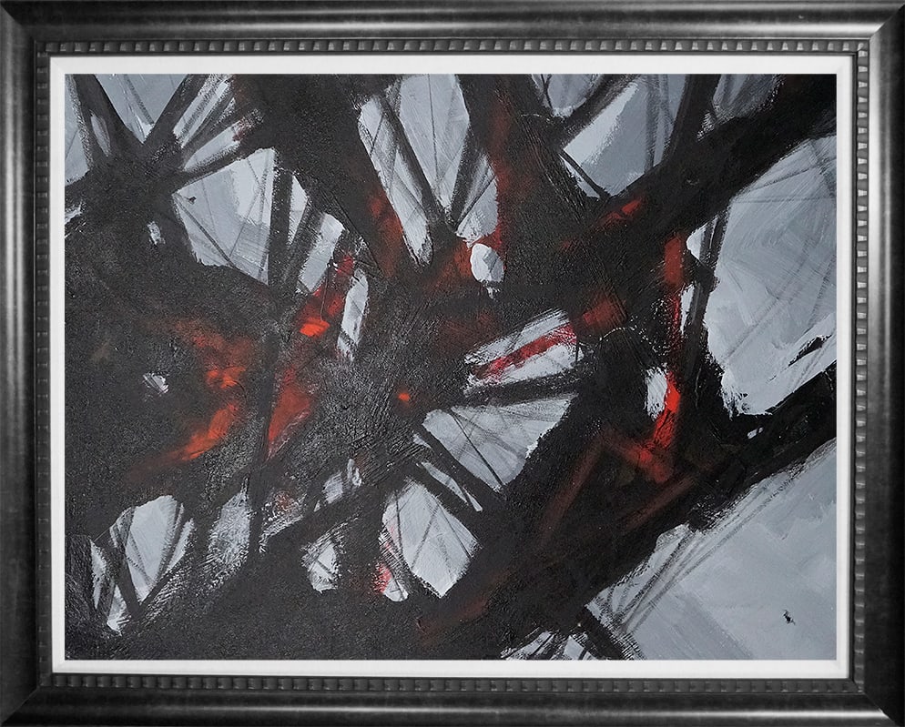 Michael Schofield (American 1947) Original painting Abstract on canvas by Michael Schofield: Michael Schofield (American 1947) Original Painting on canvas Approx 40x30 inches Hand signed by the artist. One of a kind original Custom framed Includes certificate. This work was purchased
