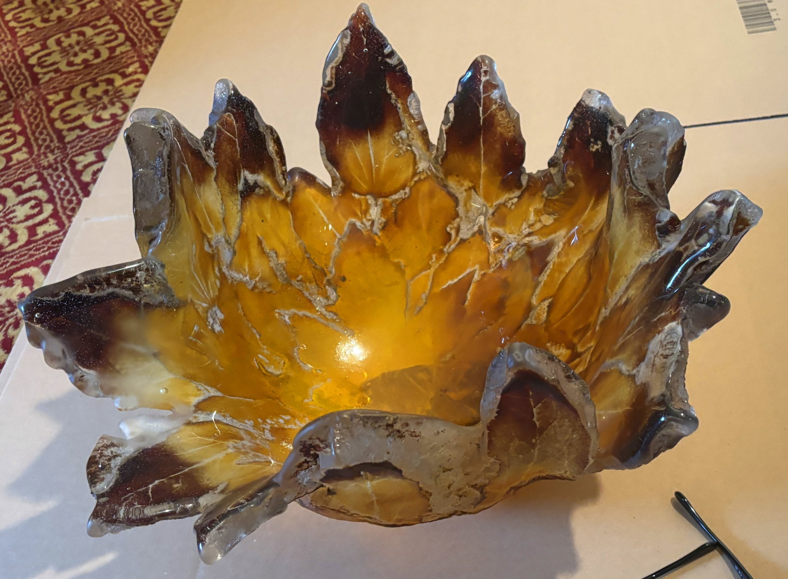 Amanda Brisbane (British, 1957) Sand Casted Glass Bowl Sculpture: Amanda Brisbane (British, 1957) Sand Casted Glass Bowl Sculpture Amanda Brisbane (American, 1957) Sand Casted Glass Bowl Sculpture Amanda Brisbane Sand Casted Glass Bowl Sculpture Approx 24 inches