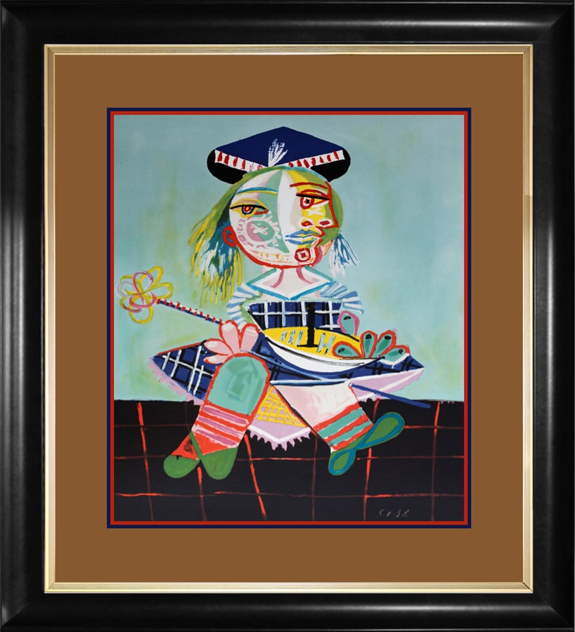 Pablo Picasso (Spanish 1881-1973) Lithograph after Picasso Maya and Boat. Limited Edition Collection: Pablo Picasso (Spanish 1881-1973) Maya and Boat Limited Edition Lithograph after Picasso. Approx. 16 x 26 inches. Estate signed, Part of the Collection Domaine Picasso. Includes documentation. Art Art