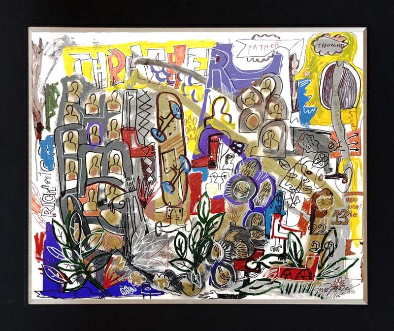 Gino Perez (Mexican-American 1977) Original Mixed Media Painting on canvas by Gino Perez: Original Mixed Media Painting on canvas by Gino Perez (Mexican-American 1977)Gino Perez Original Mixed Media Painting Painting Painting on canvas 30 x 30 inches.. Hand signed by the artist. Custom fra