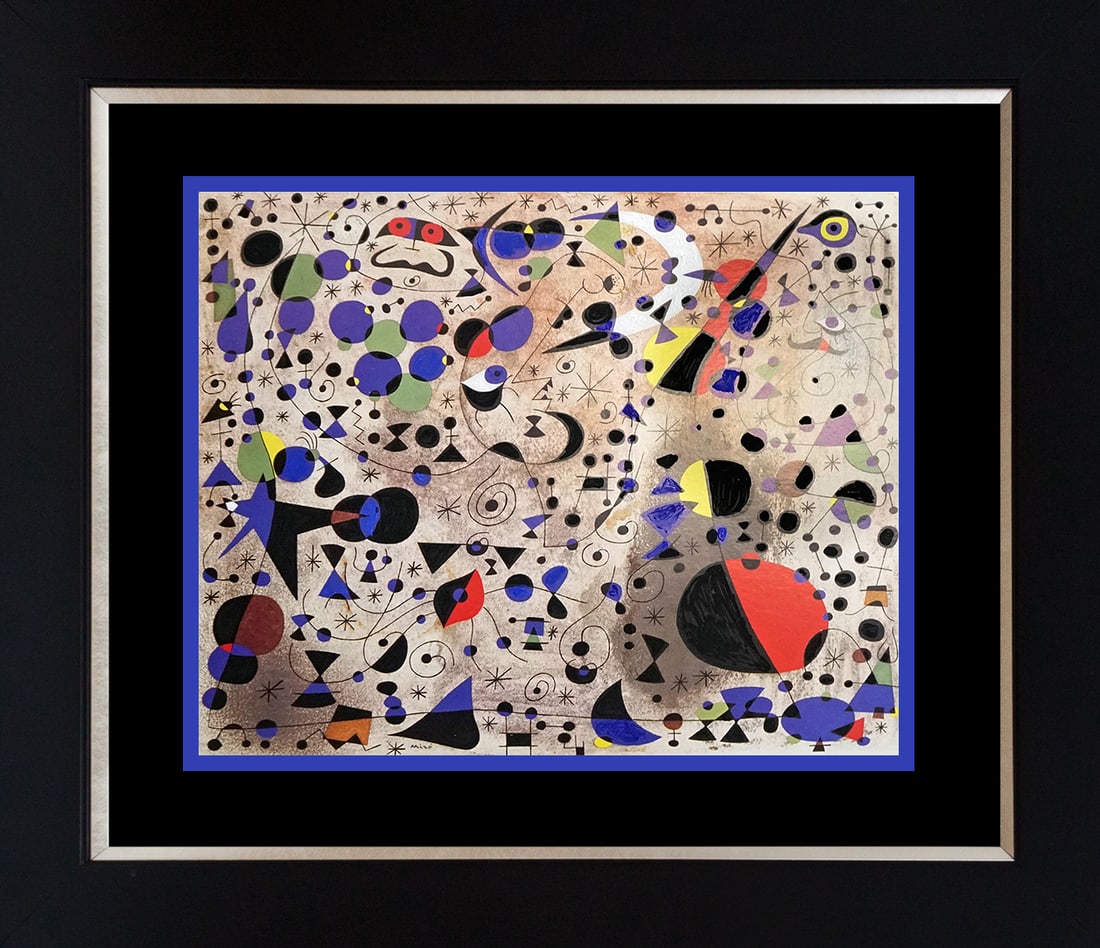 Joan Miro (Spanish 1893-1983) Color Plate Lithograph: Joan Miro (Spanish 1893-1983) Color Plate LithographJoan Miro Color Plate Lithograph. Approx. 24x20 inches. Includes certificate. Custom framed. Art Artwork Artist.