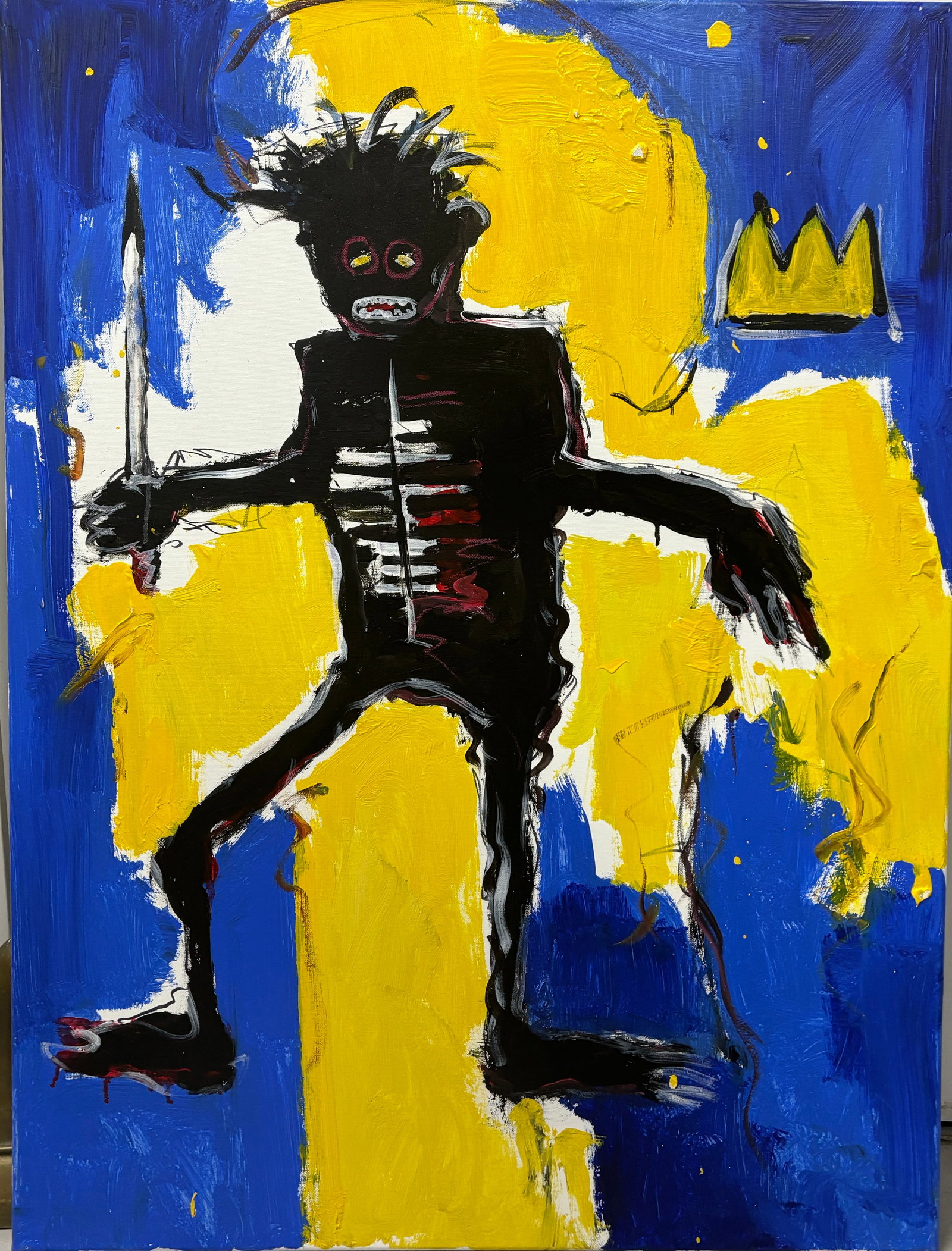 Jean-Michel Basquiat (American 1960-1988) Original Painting on canvas in the manner of Jean-Michel (1 of 1)