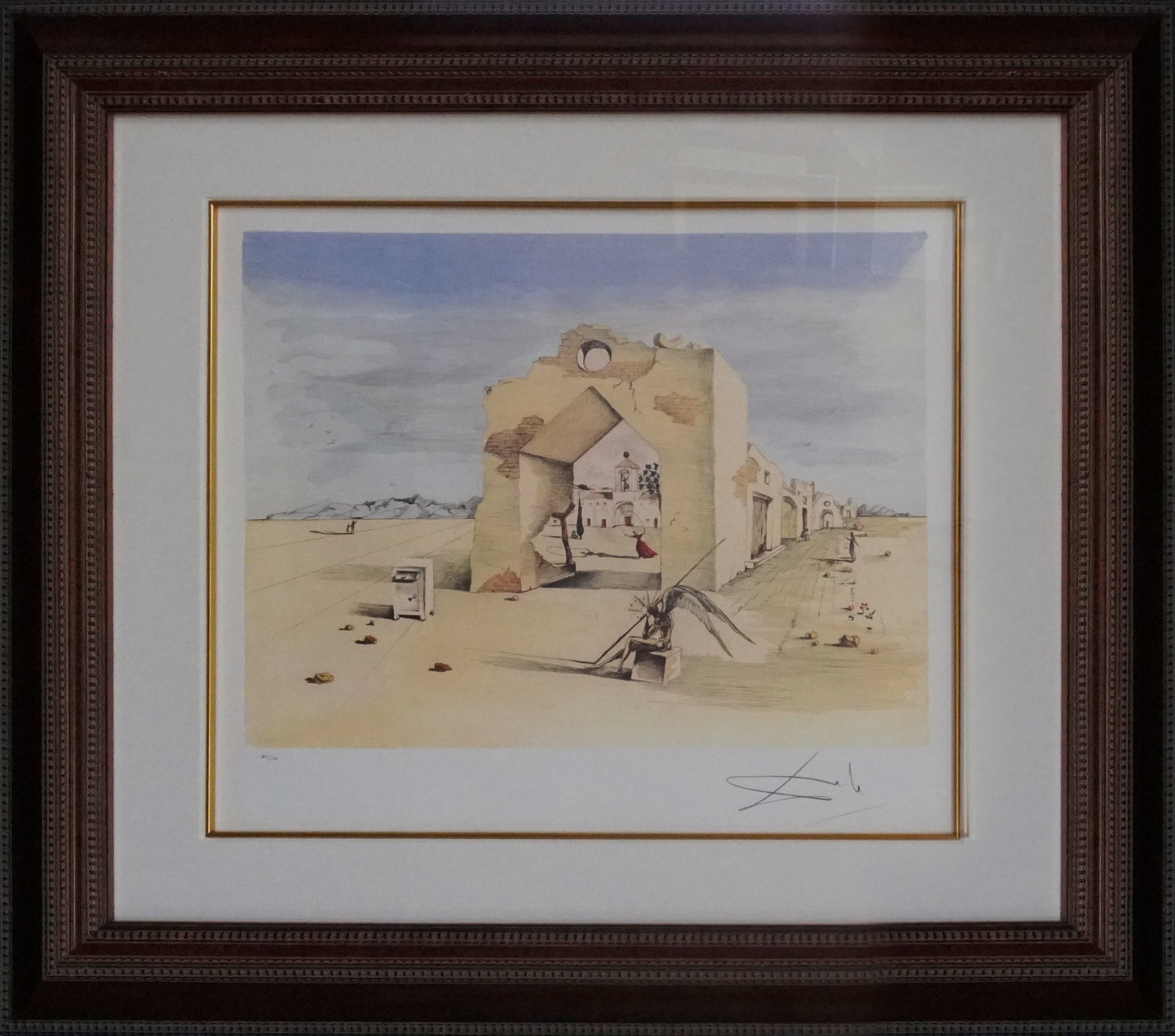 Salvador Dali (Spanish 1904-1989) Paranoid Village Limited Edition Lithograph: Salvador Dali (Spanish 1904-1989) Paranoid Village Limited Edition Lithograph SALVADOR DALI - Limited Edition Lithograph. Custom Framed The signature is in the plate. Includes documentation Approx. 26
