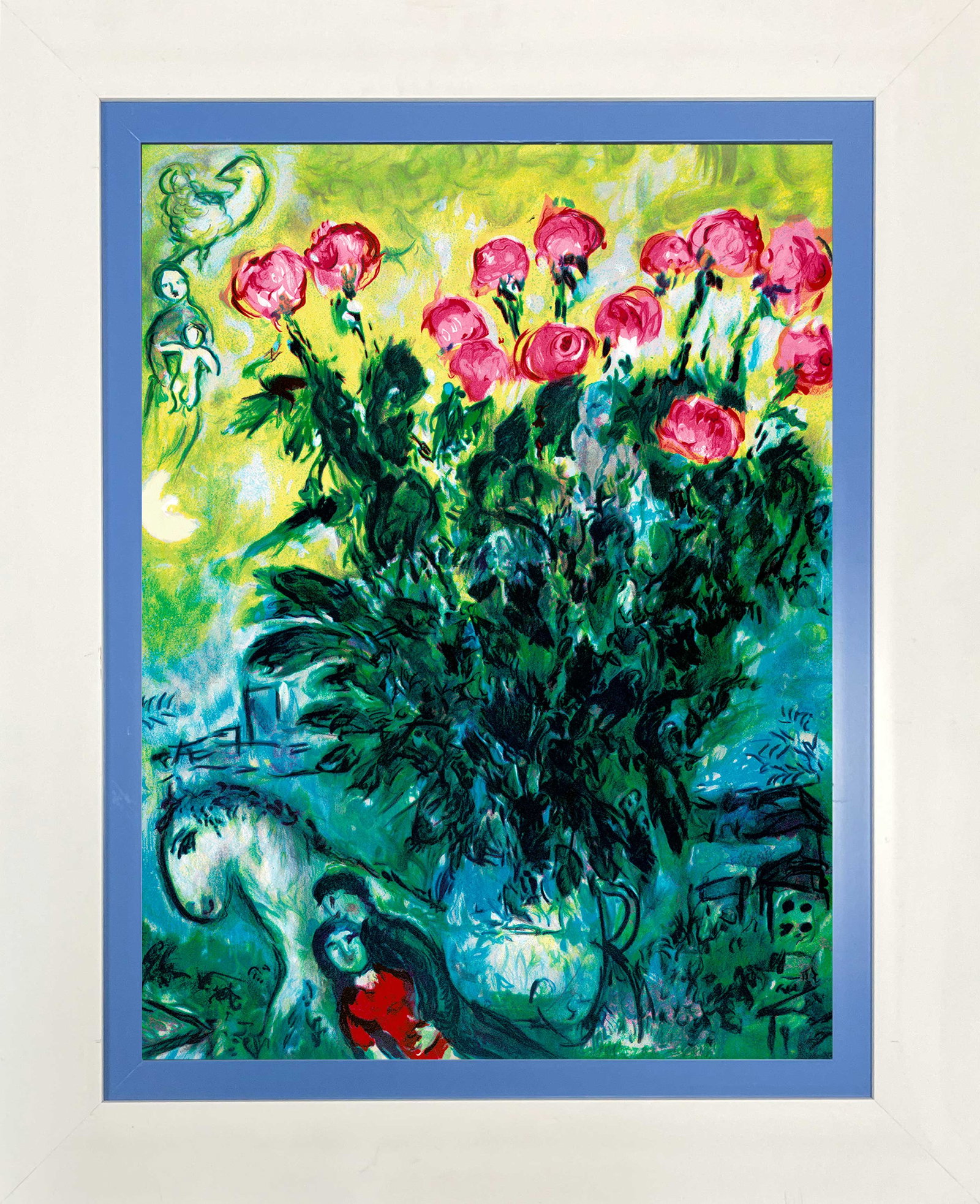 Marc Chagall (Russian-French 1887-1985) Les Roses Marc Chagall Limited Edition by Marc Chagall.: Marc Chagall (Russian-French 1887-1985) Les Roses Marc Chagall Limited Edition by Marc Chagall. Limited edition lithograph on archival watercolor paper. The signature is in the plate. Certificate of A