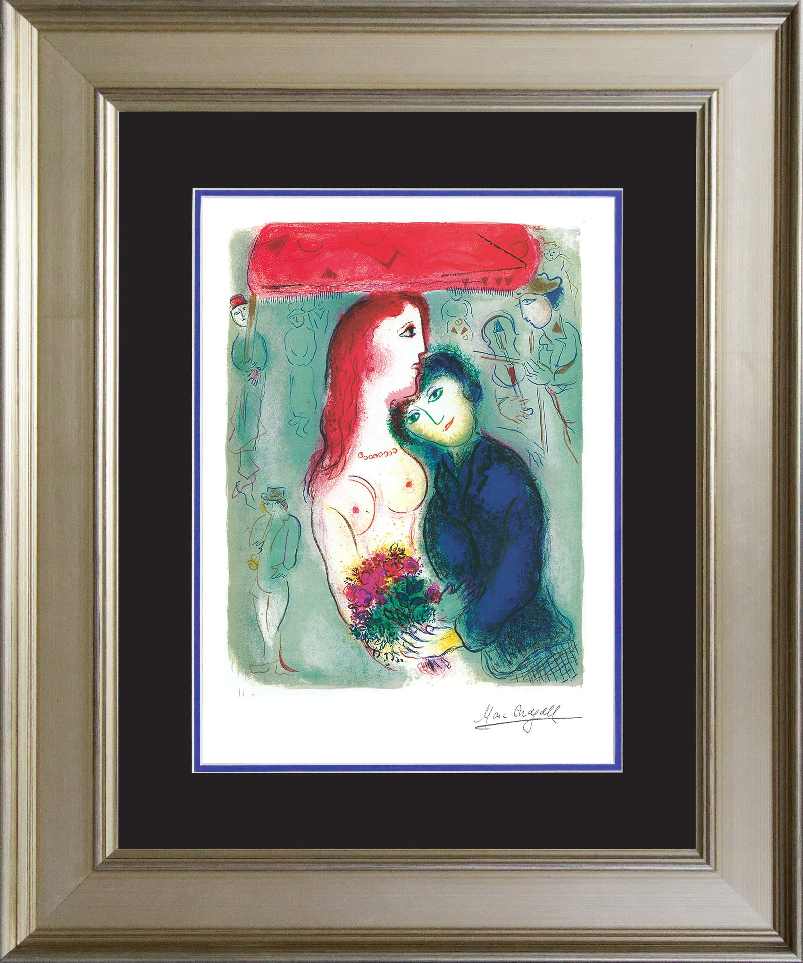 Marc Chagall (Russian-French 1887-1985) Marc Chagall Chupa Marc Chagall Limited Edition Lithograph: Marc Chagall (Russian-French 1887-1985 Marc Chagall. Limited edition lithograph on archival watercolor paper. The signature is in the plate. Certificate of Authenticity is included. Approx. 25x30". Cu