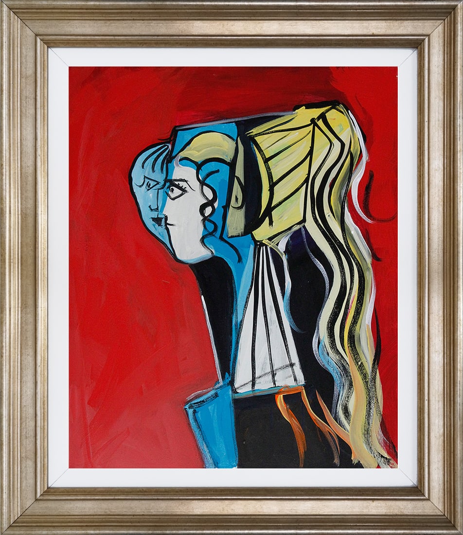 Pablo Picasso (Spanish 1881-1973) oil painting on canvas in the manner of Pablo Picasso (Spanish: Pablo Picasso (Spanish 1881-1973) oil painting on canvas in the manner of Pablo Picasso (Spanish 1881-1973) on canvas. Approx 30x24 inches. Custom framed. Includes documentation. Art Artwork Artist.