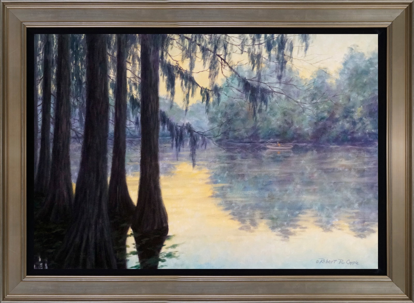 Robert Copple (American 1963) Hand Embellished Painting oil painting on canvas: Hand Embellished Painting on canvas by Robert Copple (American 1963) Approx image size 30x20 inches. Hand signed by the artist. Includes certificate of authenticity. Abstract. This work was purchased 
