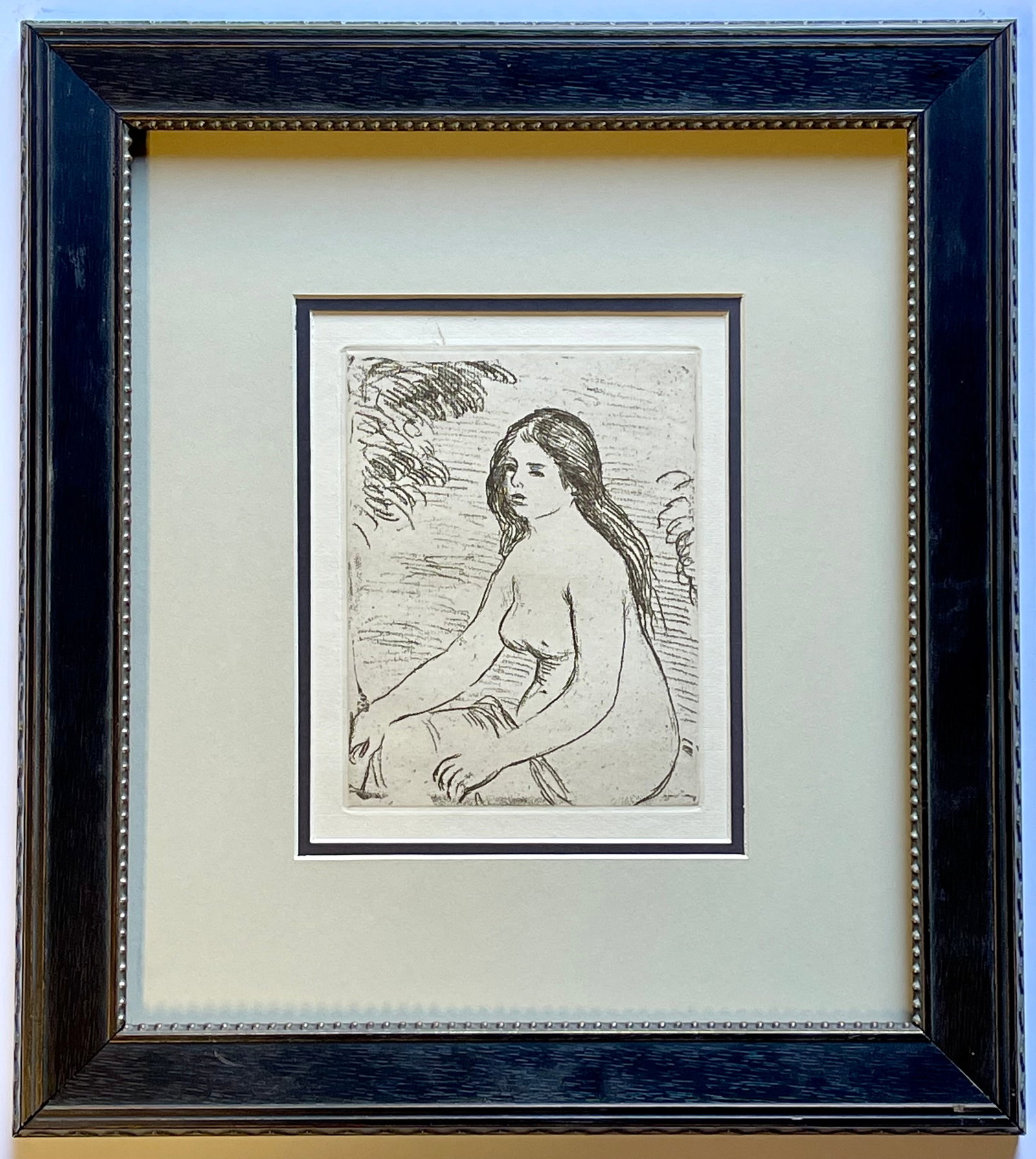 Pierre Renoir (French 1841-1919) etching: Pierre Renoir (French 1841-1919) etching over 60 years old. From 1970 Approx 20 x 22 inches. Custom framed. Includes certificate of authenticity. Art Artwork Artist.