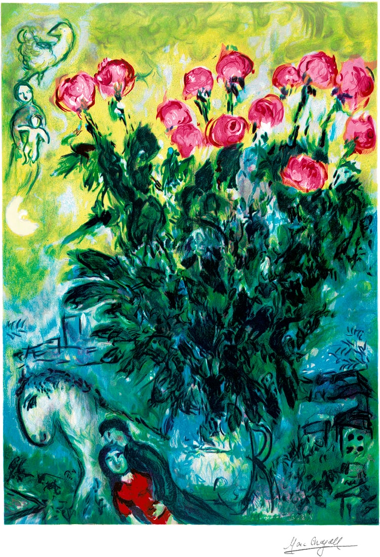 Marc Chagall (Russian-French 1887-1985) Marc Chagall Limited Edition Lithograph Les Roses (1 of 1)