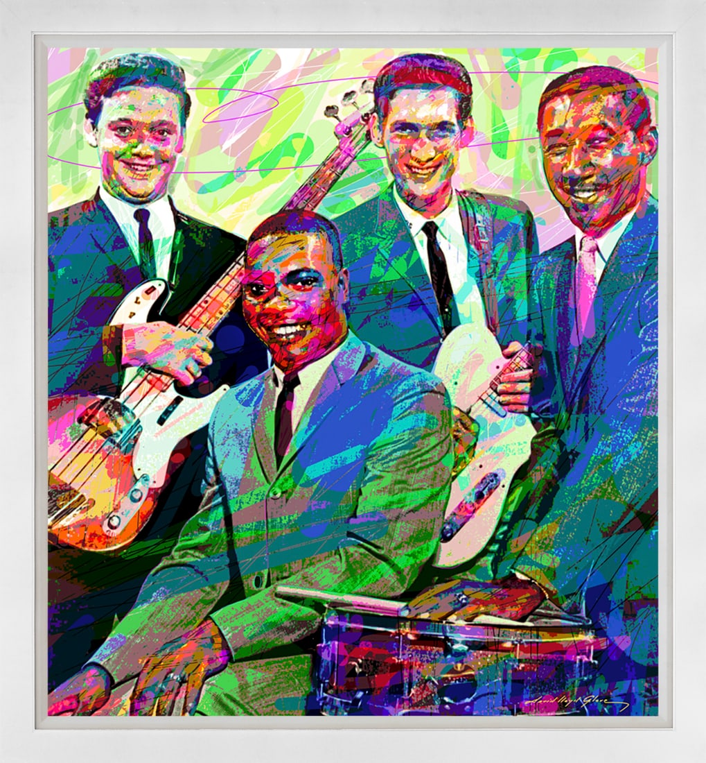 David Lloyd Glover (American 1949) Booker T & the MGs Green Onions Original Mixed Media Painting on: Booker T & the MGs Green Onions Original Mixed Media Painting on canvas by David Lloyd Glover Hand signed by the artist. Custom framed and includes certificate from the artist. Approx 24x18 image size