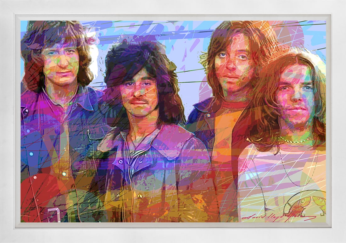 David Lloyd Glover (American 1949) Badfinger Original Mixed Media Painting on canvas by David Lloyd: Badfinger Original Mixed Media Painting on canvas by David Lloyd Glover Hand signed by the artist. Custom framed and includes certificate from the artist. Approx 24x18 image size and 30x24 inches over