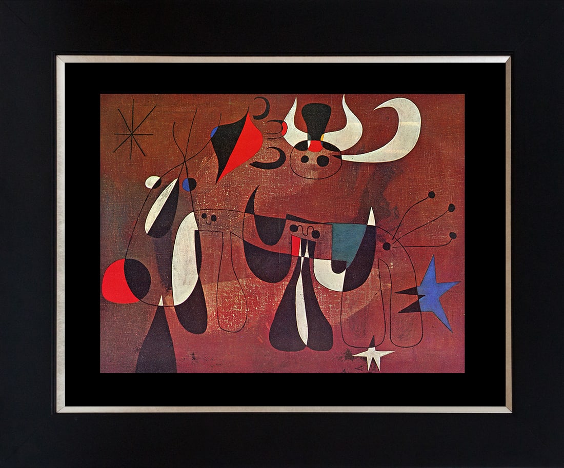Joan Miro (Spanish 1893-1983) color plate lithograph from 1968: Joan Miro (Spanish 1893-1983) color plate lithograph from 1968 Approx. 24x20 inches. Professionally framed. Includes certificate. Art Artwork Artist.