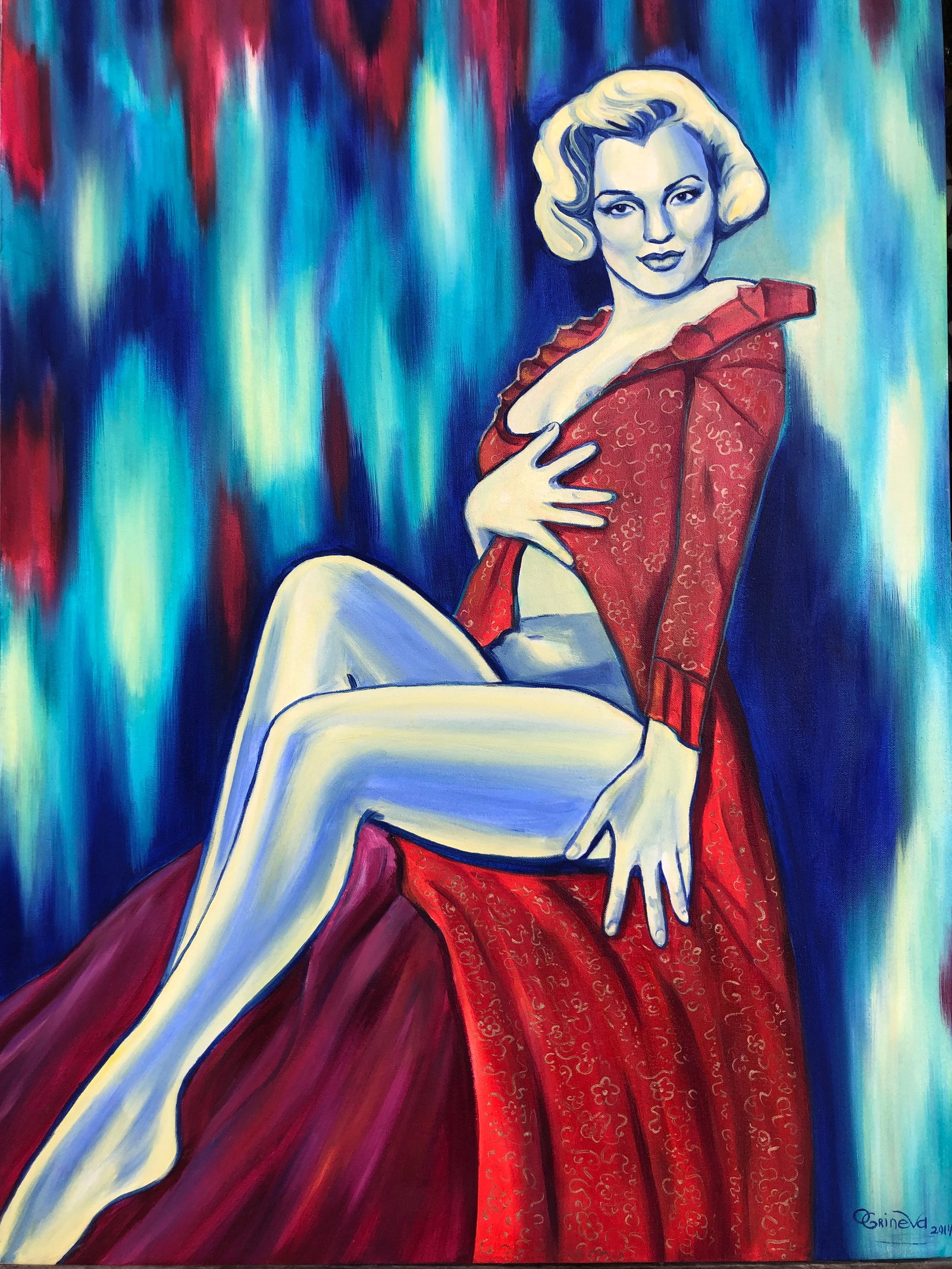 Original oil painting on canvas by Oksana Grineva (American - Ukranian 1965): Oksana Grineva Original oil painting on canvas. One of a kind original. Hand signed by the artist. 24 x 30 inches approx image size Includes certificate of authenticity. Custom framed. This work was p