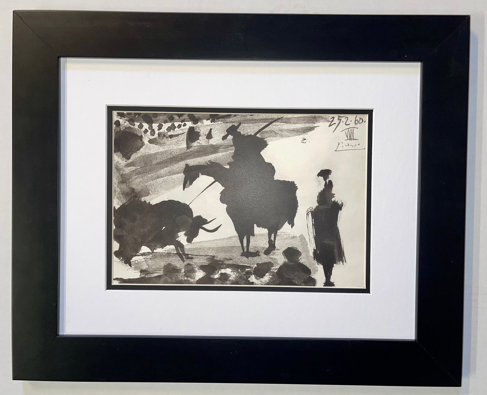 Pablo Picasso (Spanish 1881-1973) Lithograph from 1961.: Pablo Picasso (Spanish 1881-1973) Lithograph from 1961 From Picasso's 1959 sketchbook. Approx 24x20 inches. Custom framed and includes certificate. Art Artwork Artist.