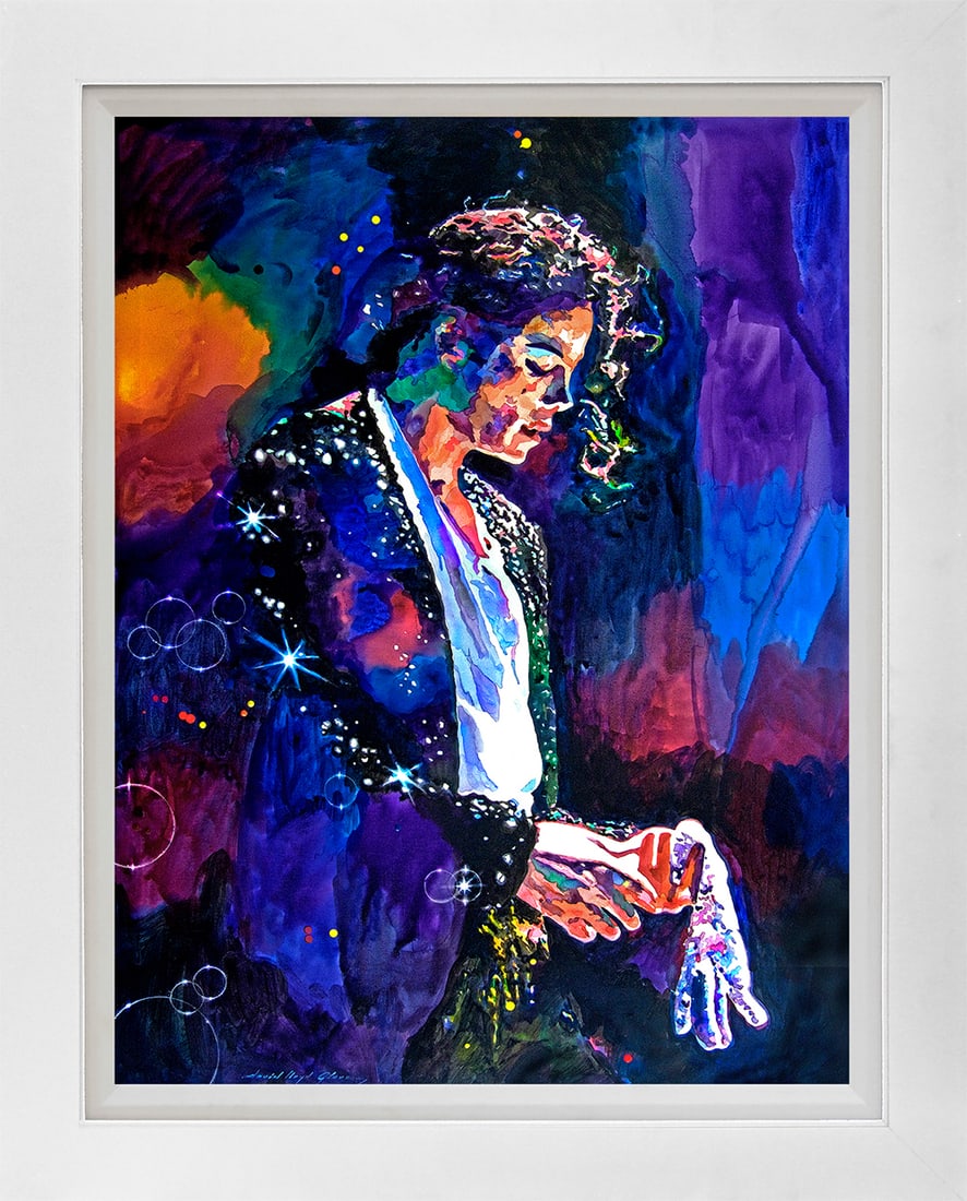 David Lloyd Glover (American 1949) Mixed media Original Painting on canvas by David Lloyd Glover: Michael Jackson - The Master Final Performance Mixed media on canvas by David Lloyd Glover. Hand signed by the artist. On canvas image size Approx image size 18x24 inches. Custom framed and includes c
