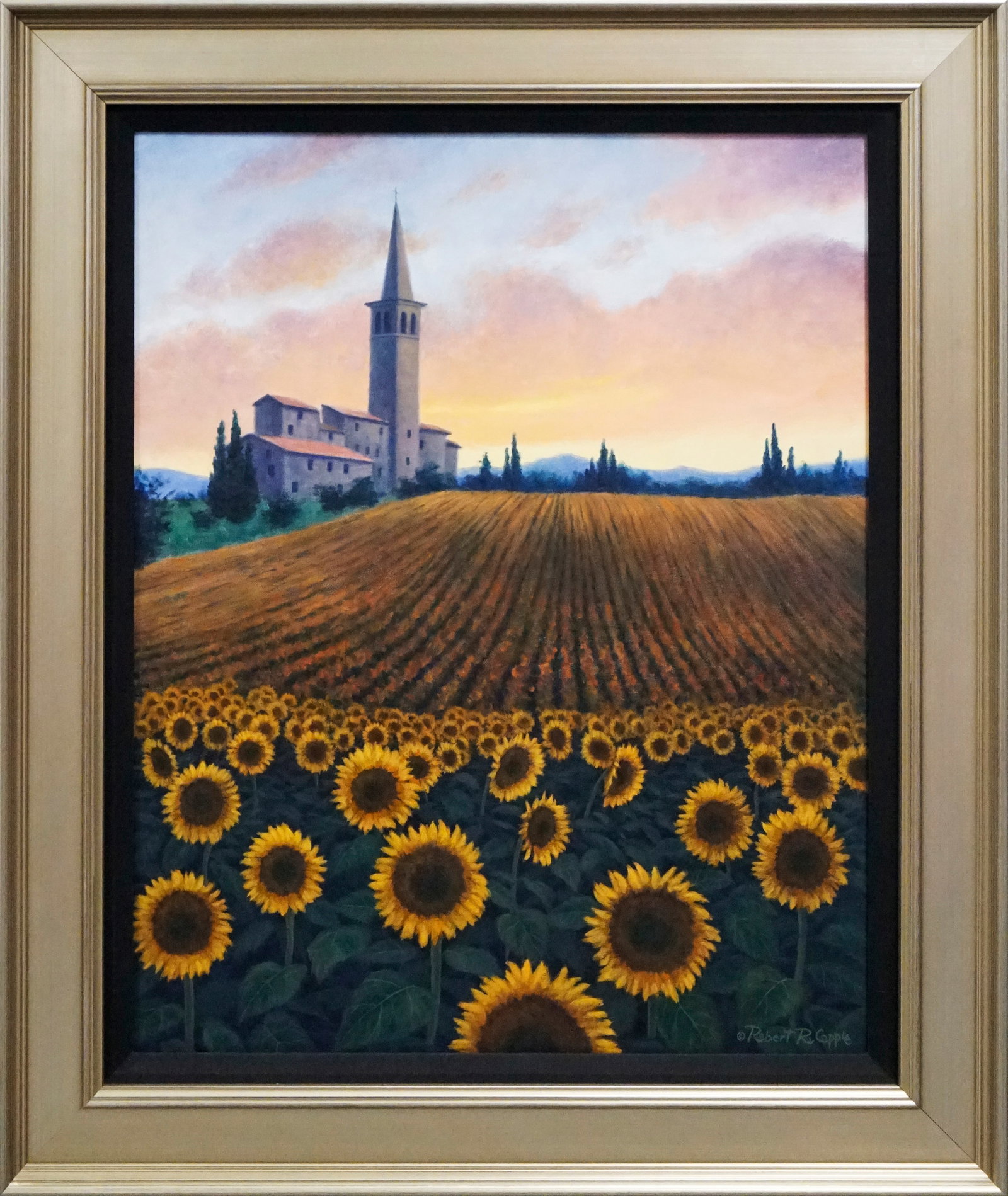 Robert Copple (American 1963) Hand Embellished Painting on canvas: Hand Embellished Painting oil and ink on canvas by Robert Copple(American 1963) Approx image size 22 x 28 inches. Hand signed by the artist. Includes certificate of authenticity. This work was purchas