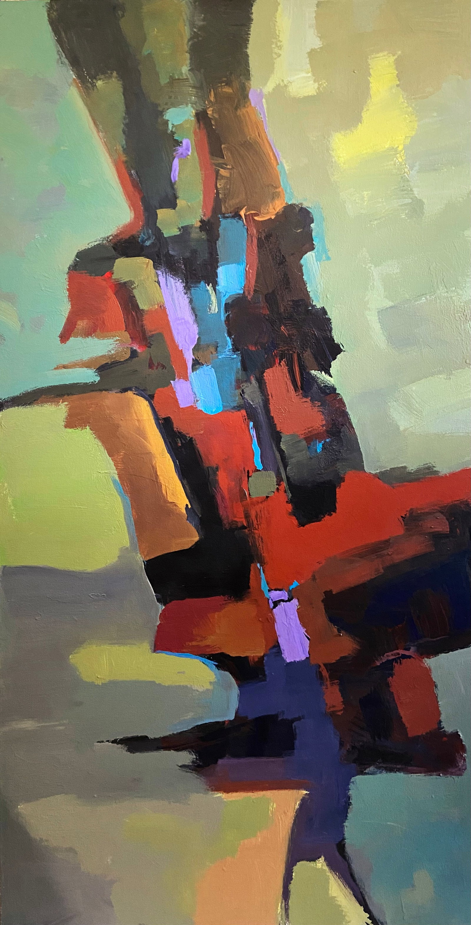 Michael Schofield (American 1947) Original Abstract on canvas by Michael Schofield 64x34 inches: Michael Schofield (American 1947) Original Abstract on canvas by Michael Schofield One of a kind original Hand signed by the artist approx 64x34 inches image size Custom framed and includes certificat