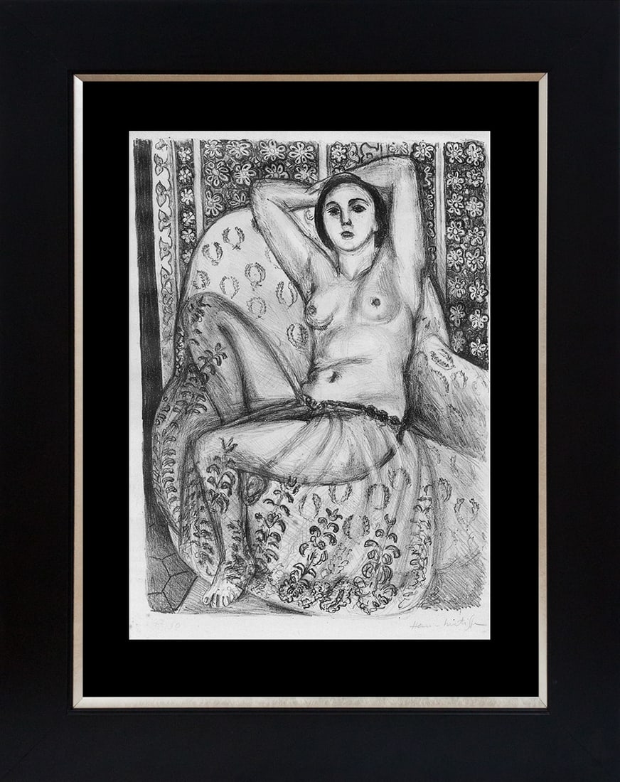Henri Matisse (French 1869-1954) Lithograph after Matisse Odalisque from 1968: Henri Matisse (French 1869-1954) Lithograph Odalisque from 1968. Approx 24x20 inches. Professionally framed. Includes certificate. Art Artwork Artist.
