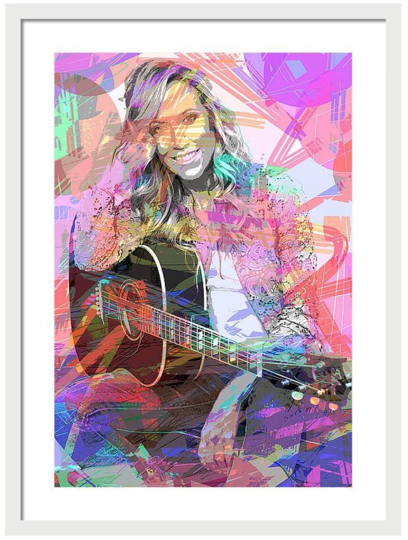 David Lloyd Glover (American 1949) Sheryl Crow Original Mixed Media Painting on canvas by David: Sheryl Crow Original Mixed Media Painting on canvas by David Lloyd Glover One of a kind and hand signed by Glover. Approx 24 x 18 inches image size. Custom framed and includes certificate. Art Artwork