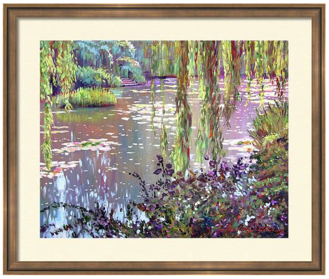 David Lloyd Glover (American 1949) Homage to Monet Original Mixed Media Painting on canvas by David: Mixed media original by David Lloyd Glover. Hand signed by the artist. On canvas. Approx 18x24 inches image size. Custom framed and includes certificate. This work was purchased directly from the arti