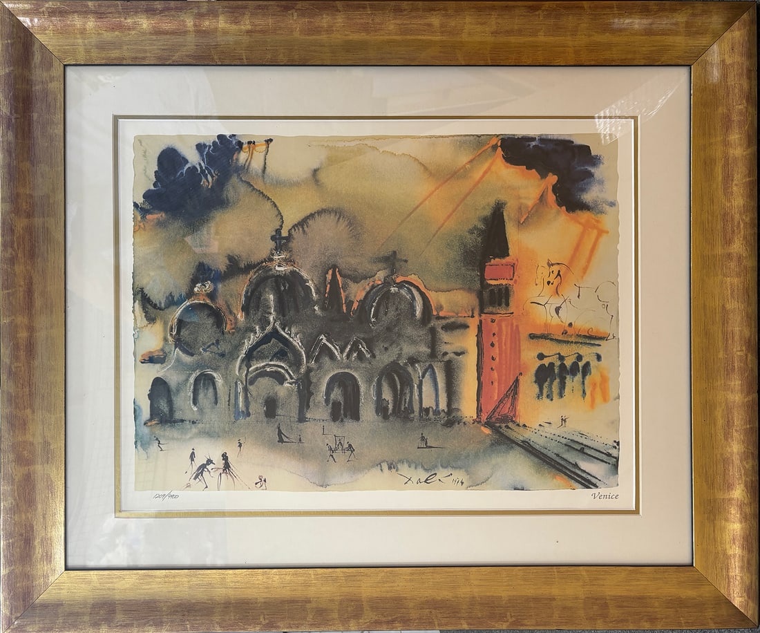 Salvador Dali (Spanish 1904-1989) Limited Edition Lithograph Venice: Salvador Dali (Spanish 1904-1989) Limited Edition Lithograph Venice Signed in the plate and numbered. Approx 24x18 image size custom framed and includes documentation.. Art Artwork Artist.