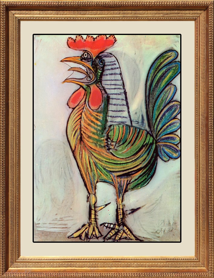 Pablo Picasso (Spanish 1881-1973) Le Coq Limited Edition Rooster Collection Domaine Picasso: Pablo Picasso (Spanish 1881-1973) Le Coq Limited Edition Rooster Collection Domaine PicassoPablo Picasso Limited Edition Lithograph estate signed 24x30 approx. inches. Includes certificate of authenti