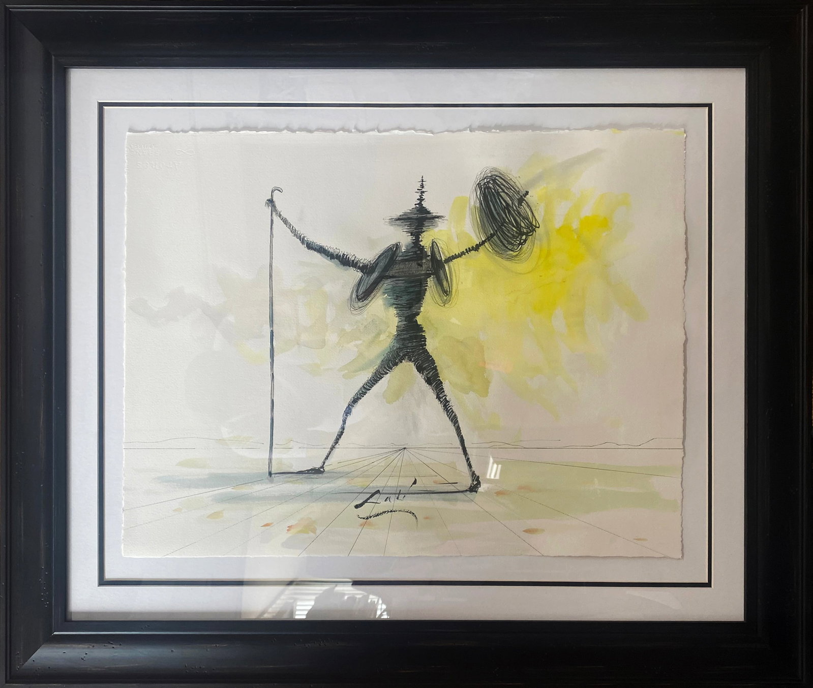 Salvador Dali (Spanish 1904-1989) Watercolor and Ink painting on archival Arches paper in the style: Salvador Dali (Spanish 1904-1989) Watercolor and Ink on archival Arches paper in the style of Magritte Approx 28x20 inches image size custom framed Includes documentation Art Artwork Artist.