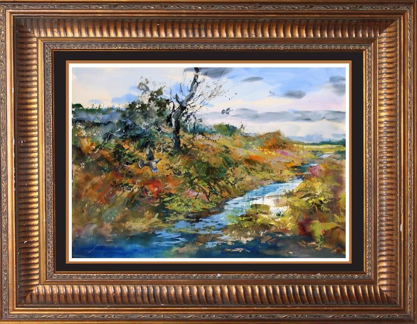 Michael Schofield (American 1947) Original Watercolor Painting Michael Schofield landscape: Michael Schofield (American 1947) Original Watercolor Painting Michael Schofield Hand signed. One-of-a-kind original. Approx 30x22 inches. Custom framed. Includes certificate of authenticity. This wor