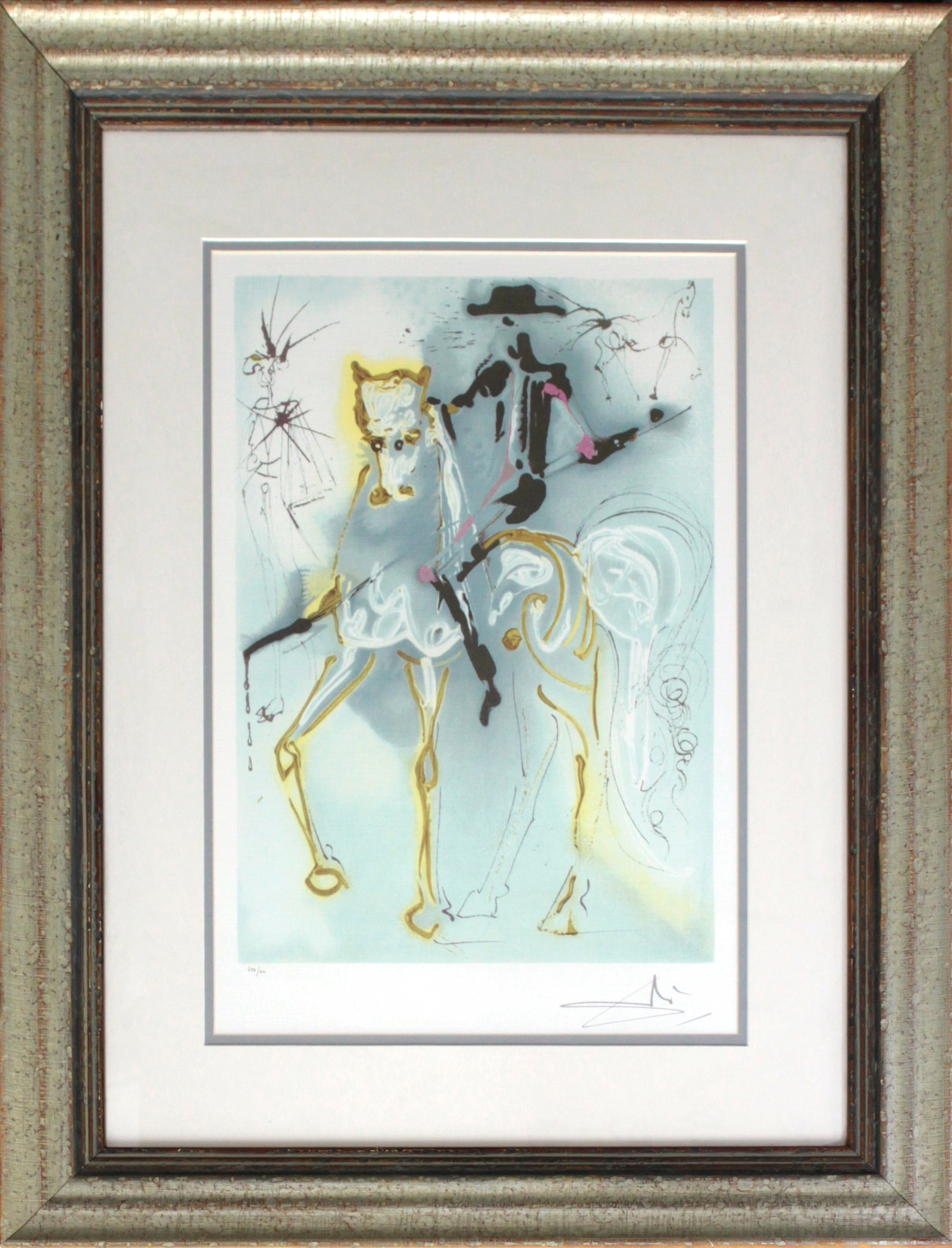 Salvador Dali (Spanish 1904-1989) Limited Edition Lithograph: Salvador Dali (Spanish 1904-1989) Limited Edition. Lithograph the Signature is in the plate. Approx 24x28 inches. Includes certificate of authenticity. Custom framed. Art Artwork Artist.