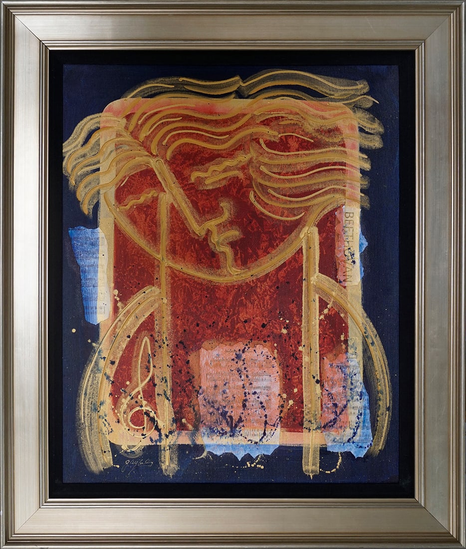 Gaylord Soli (American 1939) Original Painting on canvas Beethoven Music Series: Gaylord Soli (American 1939) Original acrylic on canvas One of a kind. Hand signed by the artist. 30 x 34 inches approx image size Includes certificate of authenticity. Custom framed This work was pur