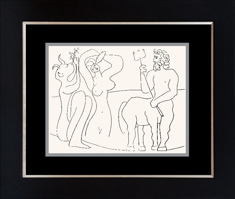 Picasso (Spanish 1881-1973) Original Lithograph 1955 Antibes Collection: Pablo Picasso (Spanish 1881-1973) Lithograph 1956 Mourlot Press in Paris France. These 1956 Picasso Antibes Lithographs are highly sought after Includes certificate. Custom framed Approx 22x18 inches 