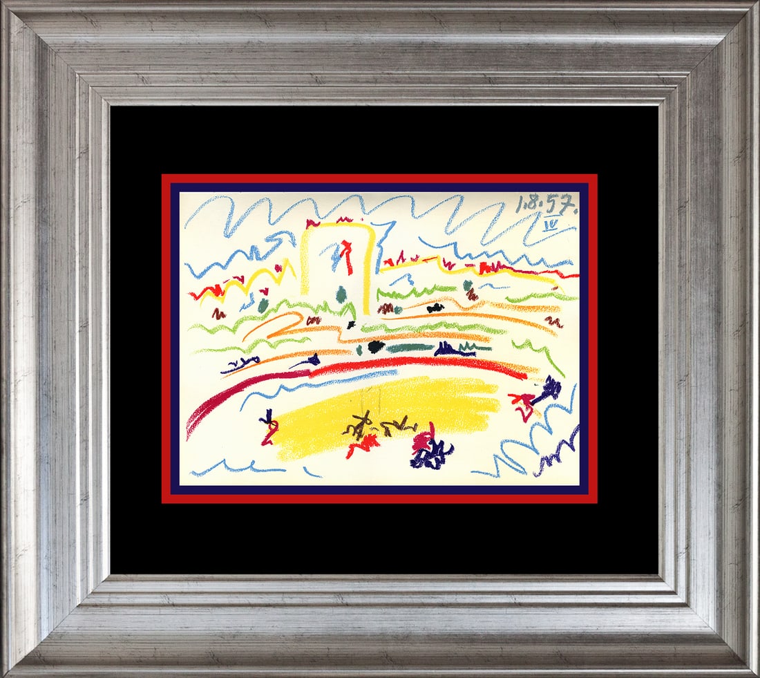 Pablo Picasso (Spanish 1881-1973) Lithograph 60 years ago Corrida: Pablo Picasso (Spanish 1881-1973) Lithograph 60 years ago CorridaPablo Picasso Lithograph 60 years ago Toros y Toreros. Approx 24x20 inches. Custom framed. Includes certificate. Art Artwork Artist.