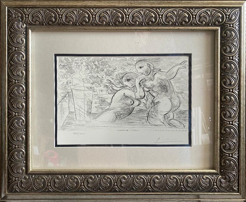 Pablo Picasso (Spanish 1881-1973) Lithograph from 1990 Suite Vollard. Authorized by the Picasso: Pablo Picasso (Spanish 1881-1973) Lithograph from 1990 Suite Vollard. Authorized by the Picasso Family. Includes Museum stamp.Pablo Picasso Lithograph from 1990 Suite Vollard. Authorized by the Picass