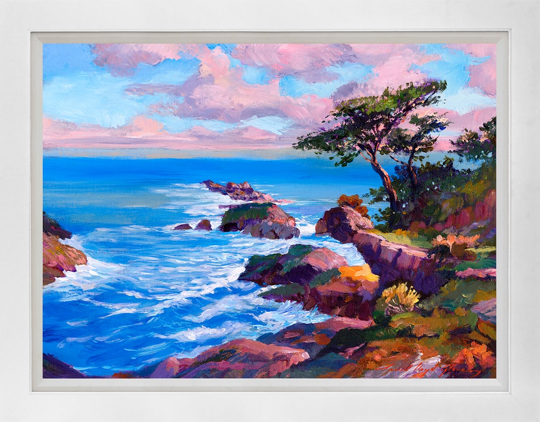 David Lloyd Glover (American 1949) Pacific Ocean at Monterey Original Mixed Media Painting on: Pacific Ocean at Monterey Original Mixed Media Painting on canvas by David Lloyd Glover. Hand signed by the artist Approx 24x18 inches image size custom framed and includes certificate. Art Artwork Ar
