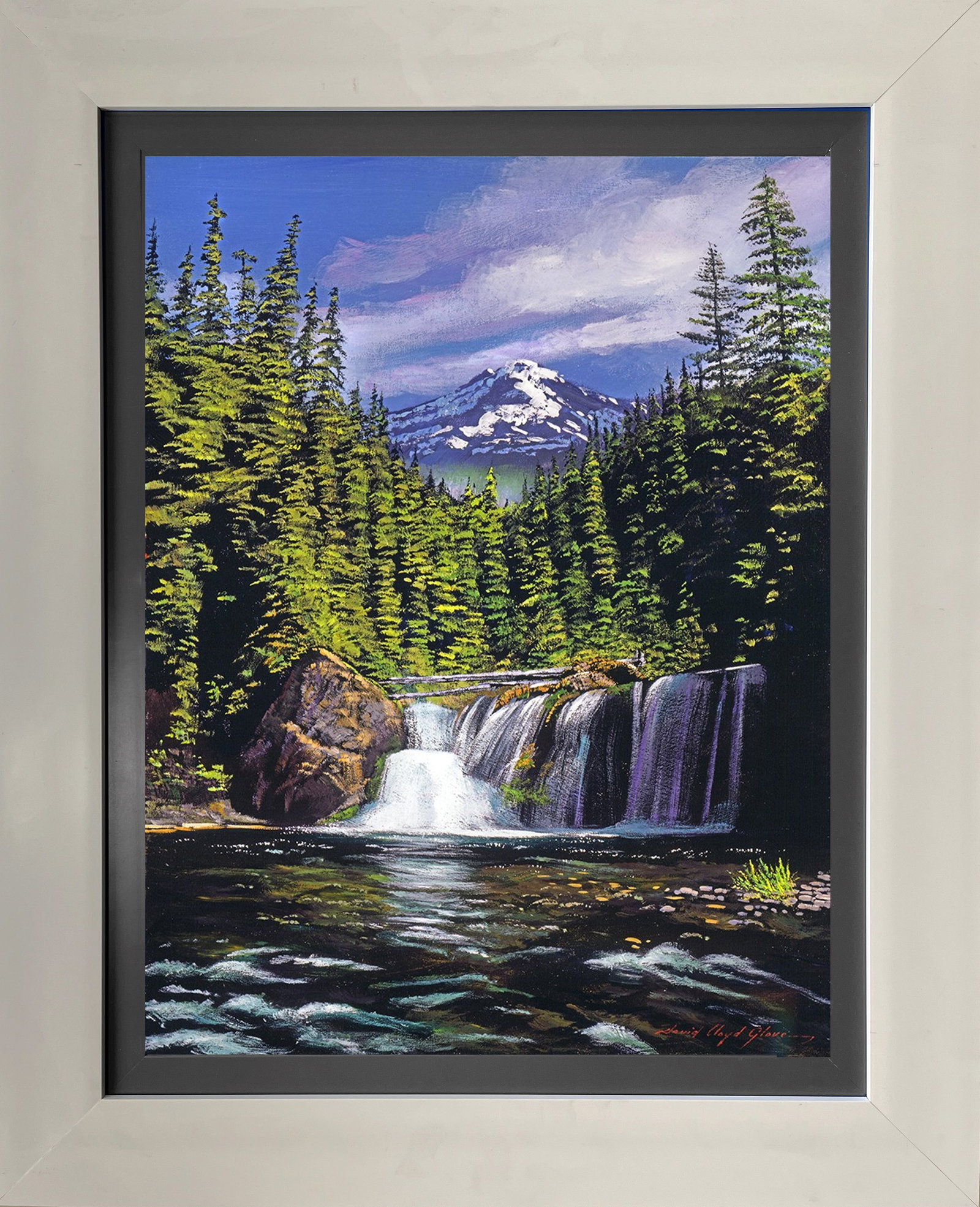 David Lloyd Glover (American 1949) Cold Water Falls Original Mixed Media Painting on canvas by David (1 of 1)