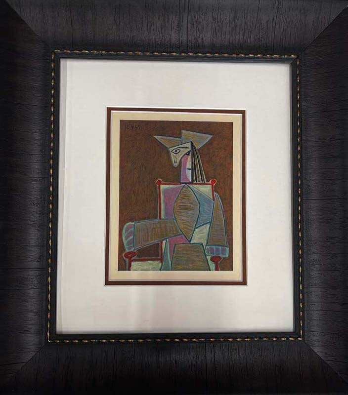 Pablo Picasso (Spanish 1881-1973) Color plate lithograph 1968: Pablo Picasso (Spanish 1881-1973) Color Plate Lithograph from 1968 Approx 22x20 inches Custom framed and includes documentation Art Artwork Artist.