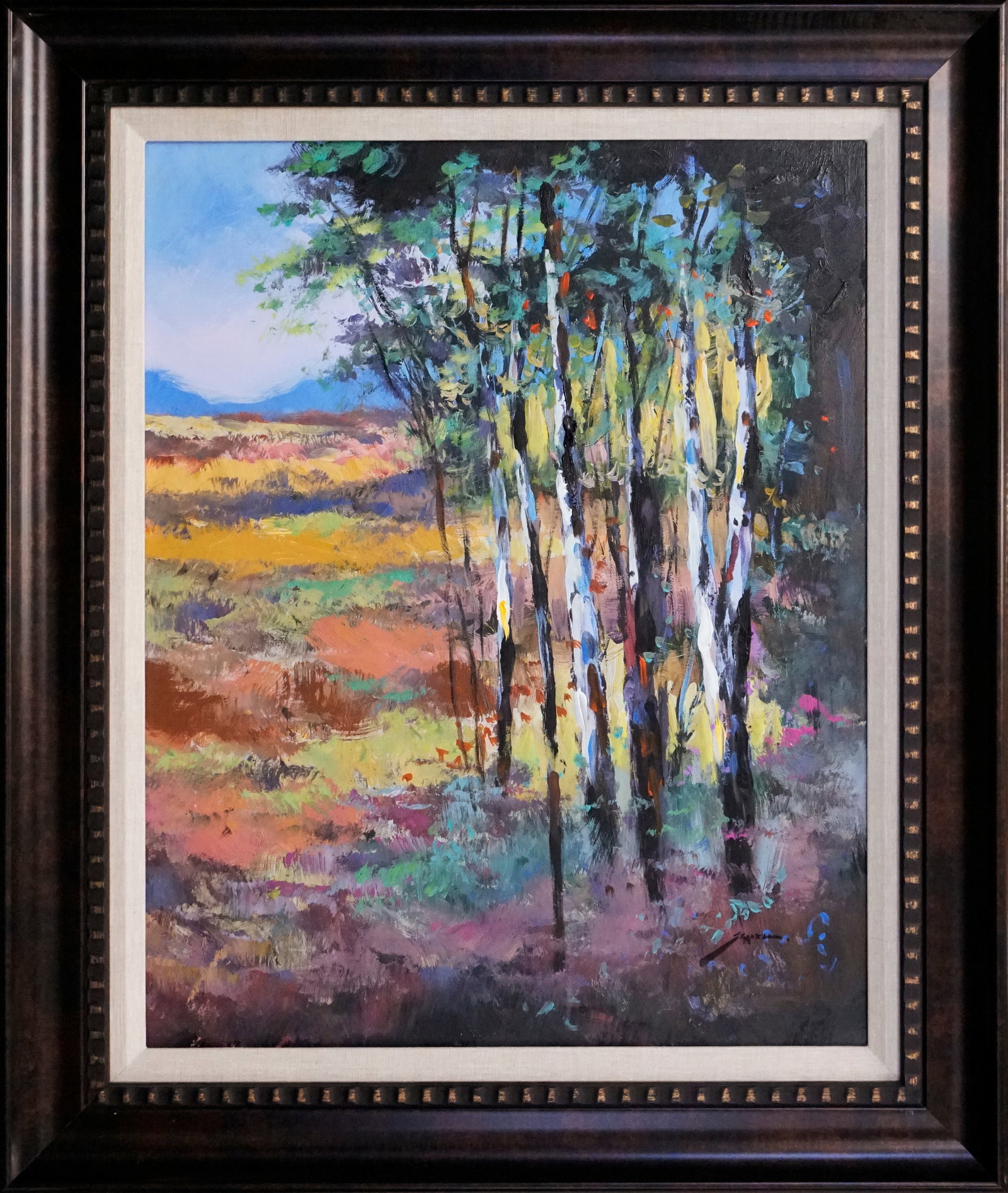 Michael Schofield (American 1947) Original Mixed Media Painting on canvas Landscape: Michael Schofield (American 1947) Original Mixed Media Painting on canvas Hand signed by the artist. Custom framed and includes certificate. Approx 30x24 inches image size. This work was purchased dir