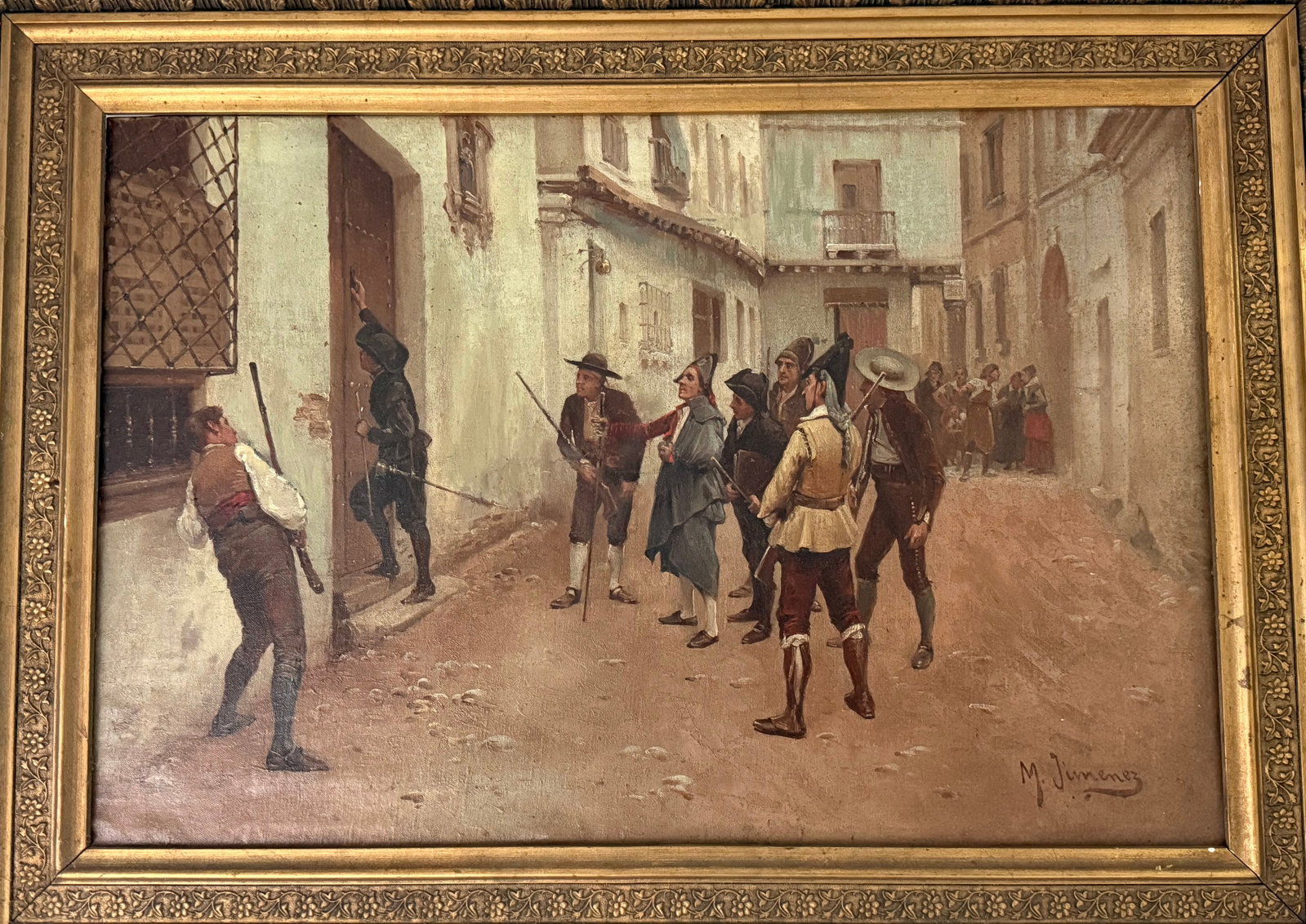 Manuel Jimenez Aranda (1849-1904) oil painting on canvas: Manuel Jimenez Aranda (1849-1904)oil painting on canvasDimensions: 40 x 60 cmSigned: Upper right corner M. JiménezProvenance: Private collectionIn this work, Manuel Jiménez depicts a costumbrista sc